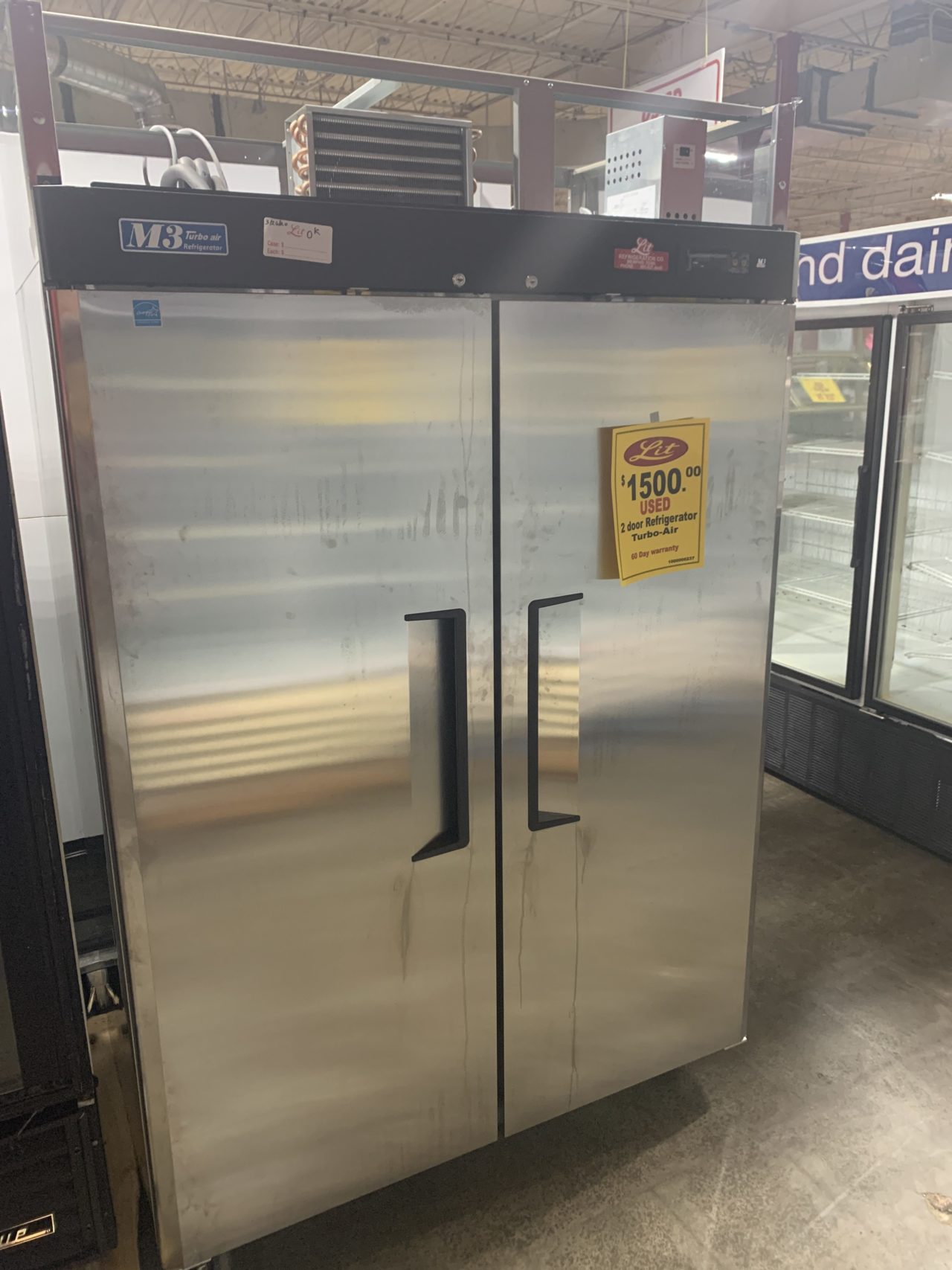 Used 2 Door Stainless Steel Solid Door Refrigerator Lit Restaurant Supply